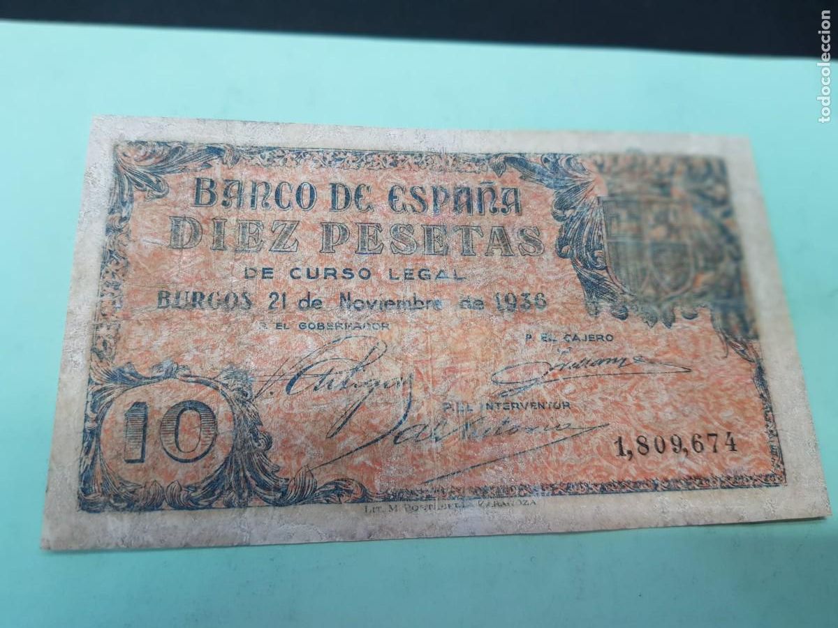 Billetes espa&ntilde;oles: ESPA&Ntilde;A-10 PESETAS-1936-BURGOS,21 DE NOVIEMBRE DE 1936
