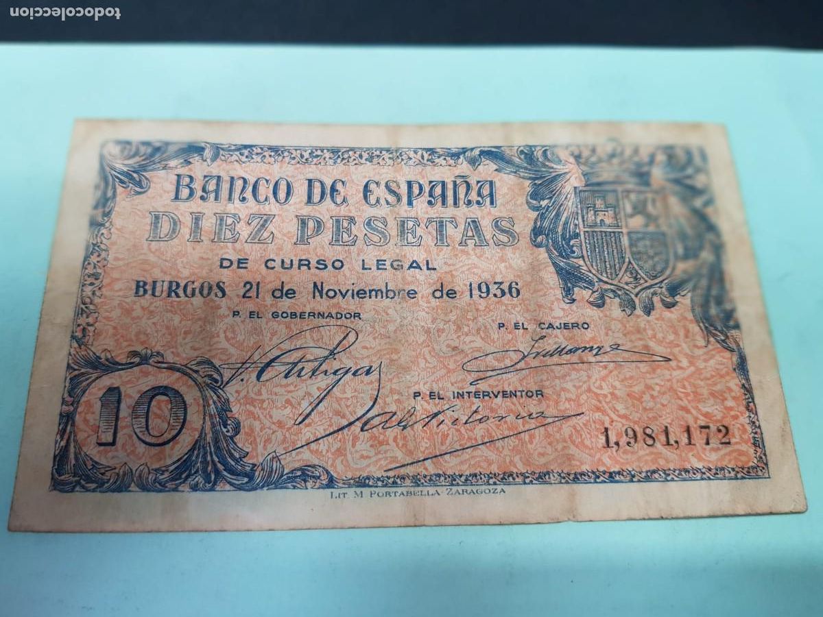 Billetes espa&ntilde;oles: ESPA&Ntilde;A-10 PESETAS-1936-BURGOS,21 DE NOVIEMBRE DE 1936