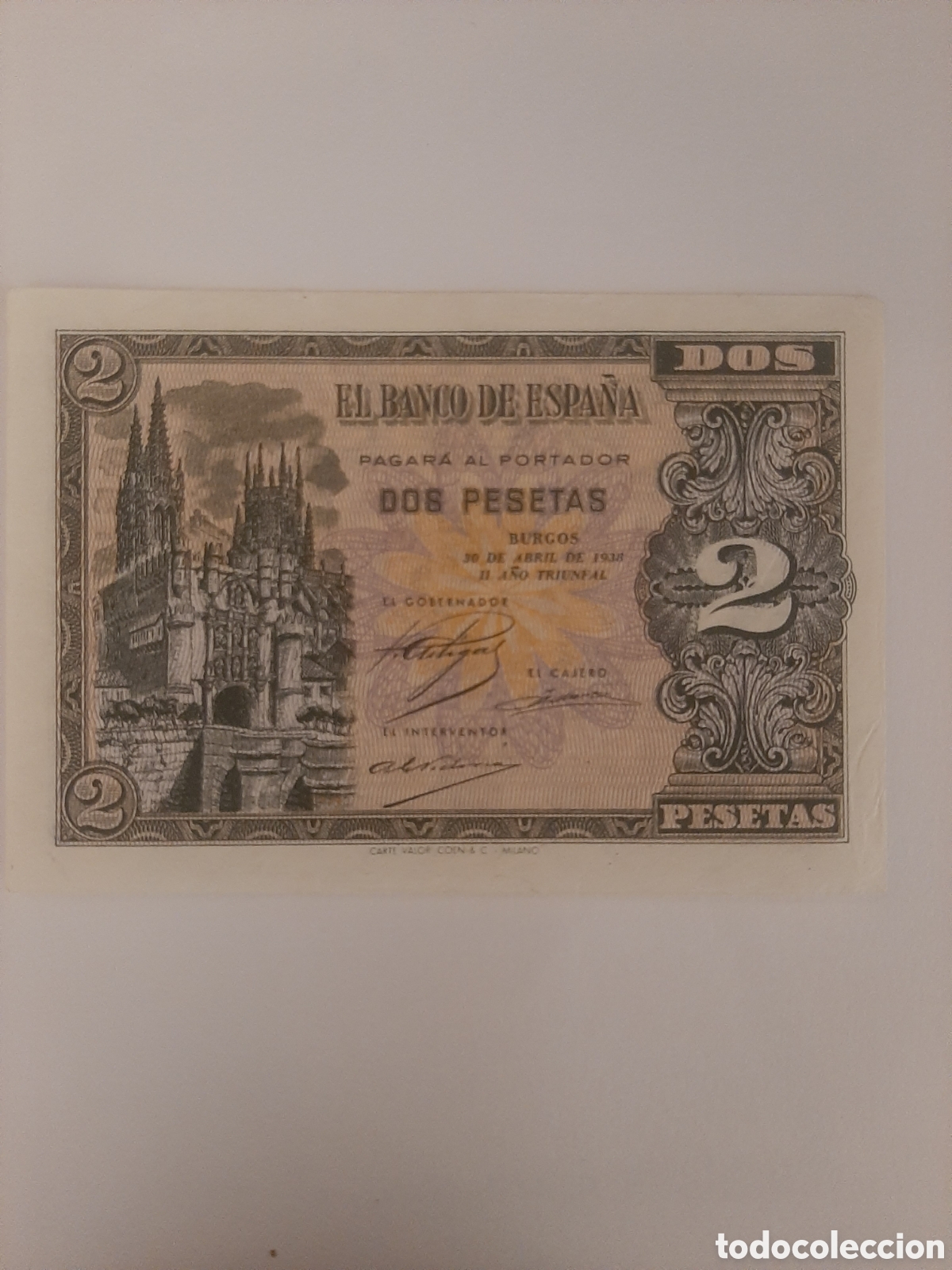 Billetes espa&ntilde;oles: ESPA&Ntilde;A BILLETE 2 PESETAS 30/4/1938