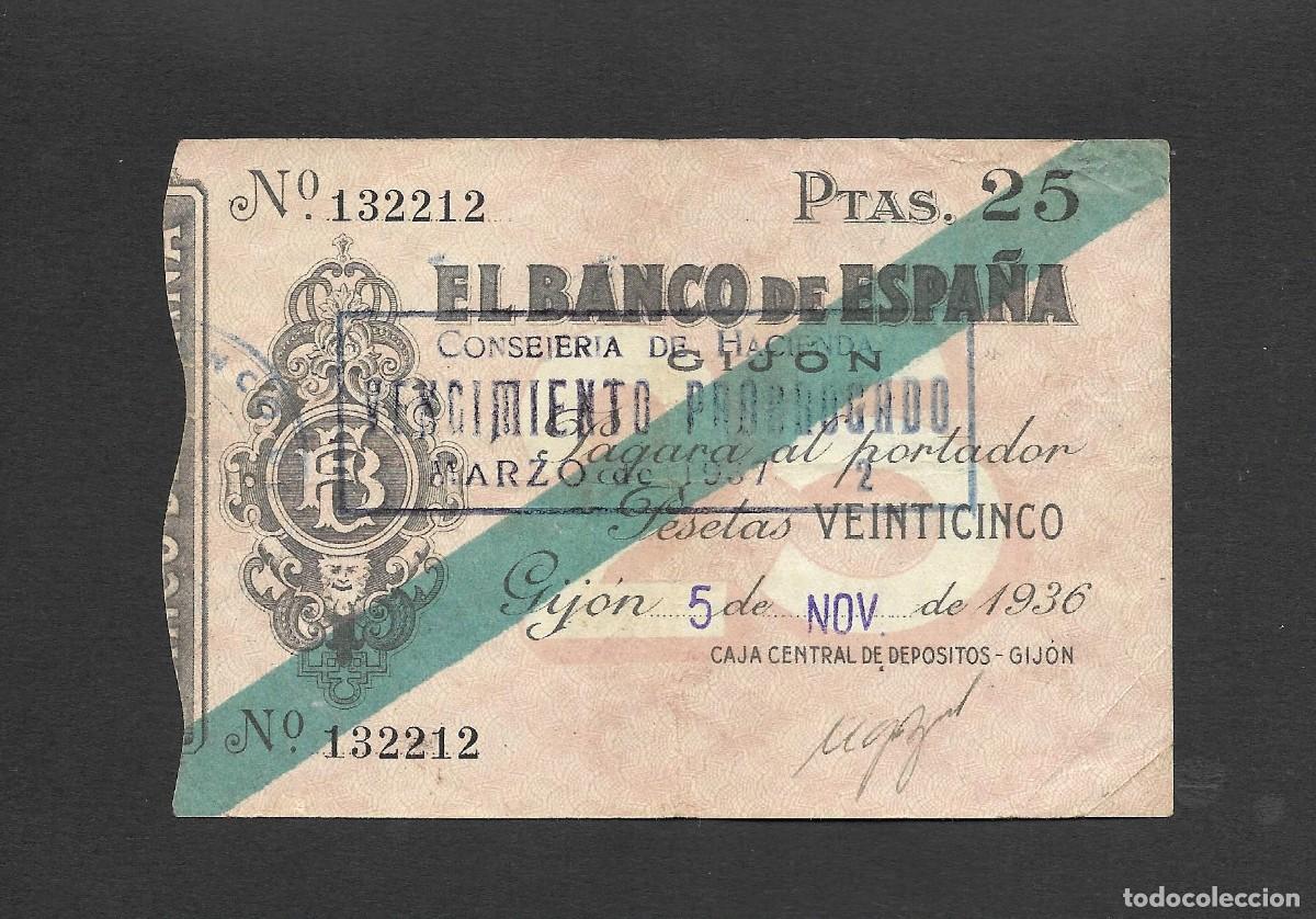 Billetes espa&ntilde;oles: 25 PESETAS 1936 GIJON MBC