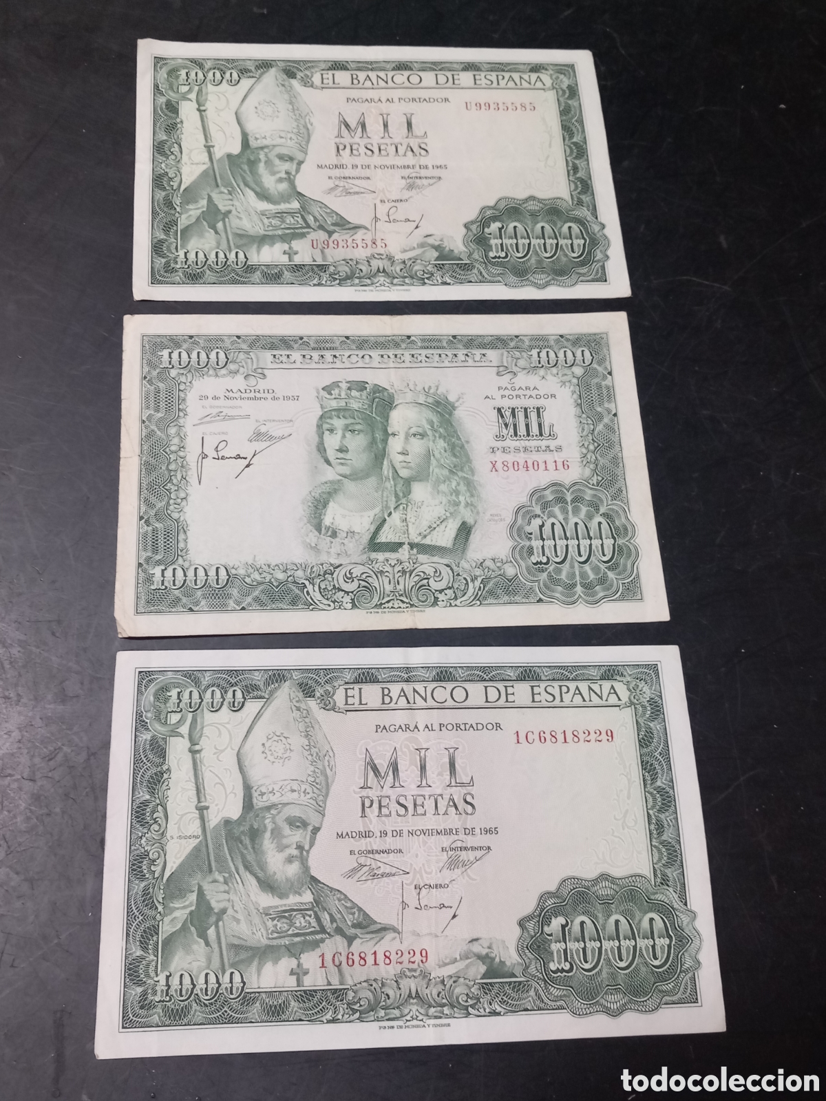 Billetes espa&ntilde;oles: BILLETE 1000 PESETAS REYES CATOLICOS Y SAN ISIDORO A&Ntilde;O 1957 Y 1965 LOTE DE 3 ORIGINALES