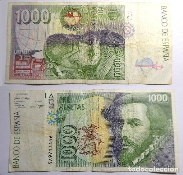 Billetes espa&ntilde;oles: Billete de 1000 Pesetas 1992 Hern&aacute;n Cortes , circulado