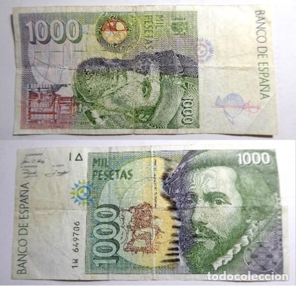 Billetes espa&ntilde;oles: Billete de 1000 Pesetas 1992 Hern&aacute;n Cortes , circulado