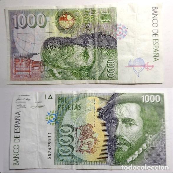 Billetes espa&ntilde;oles: Billete de 1000 Pesetas 1992 Hern&aacute;n Cortes , circulado