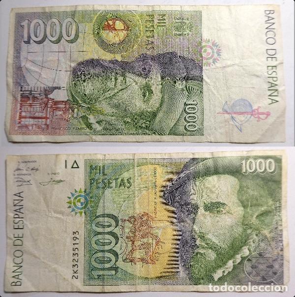 Billetes espa&ntilde;oles: Billete de 1000 Pesetas 1992 Hern&aacute;n Cortes , circulado