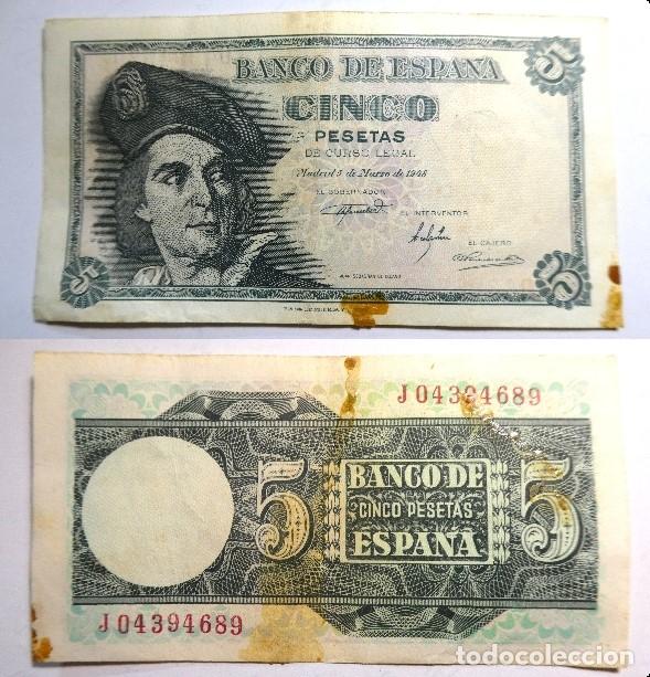 Billetes espa&ntilde;oles: Billete de 5 PESETAS 1948 JUAN SEBASTIAN ELCANO