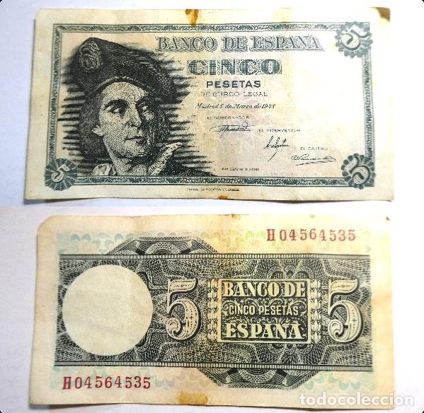 Billetes espa&ntilde;oles: Billete de 5 PESETAS 1948 JUAN SEBASTIAN ELCANO