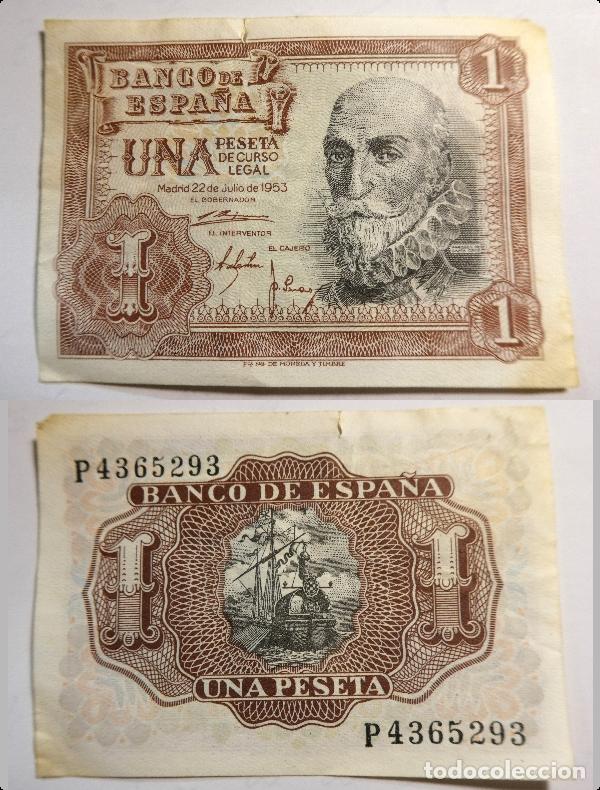 Billetes espa&ntilde;oles: Billete de 1 Peseta 1953 Marqu&eacute;s de Santa Cruz