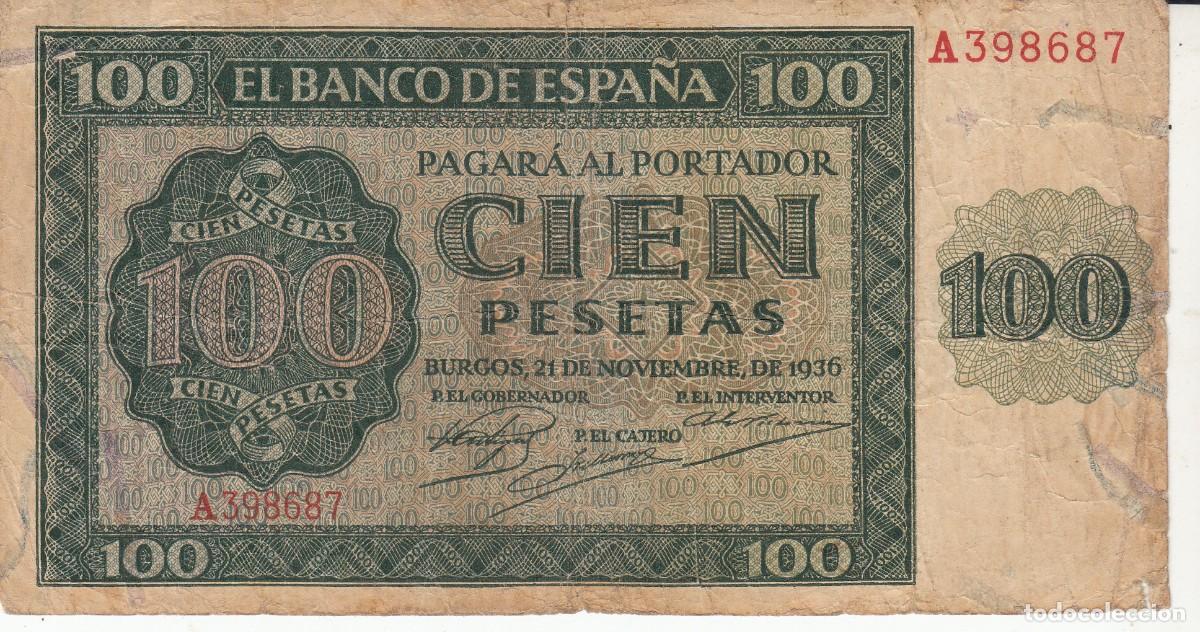 Billetes espa&ntilde;oles: BILLETE BANCO DE ESPA&Ntilde;A -100 PESETAS - 1936 - BURGOS