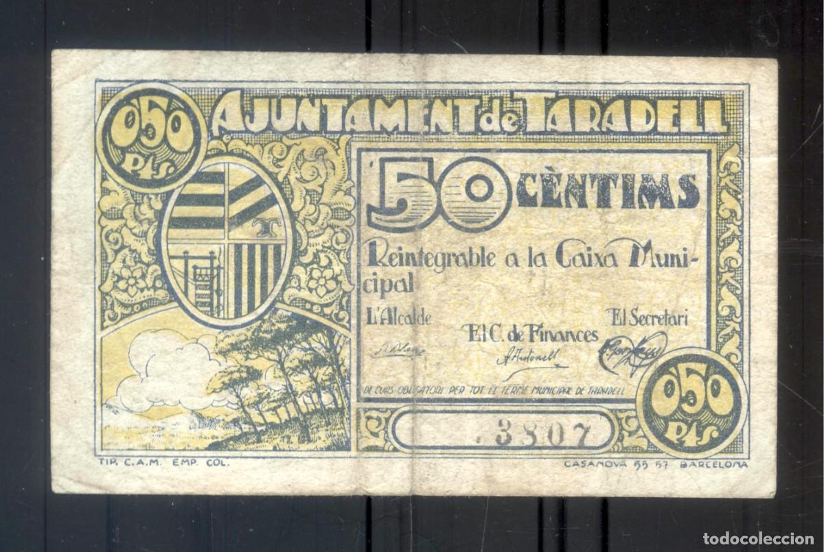 Billetes espa&ntilde;oles: NUMULITE P0265 Billete Ajuntament de Taradell 50 c&egrave;ntims