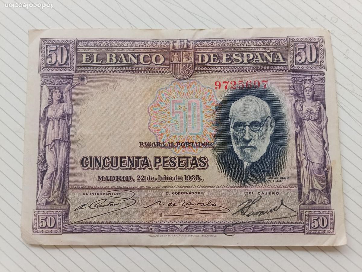 Billetes espa&ntilde;oles: BILLETE 50 PESETAS 1935 SIN SERIE