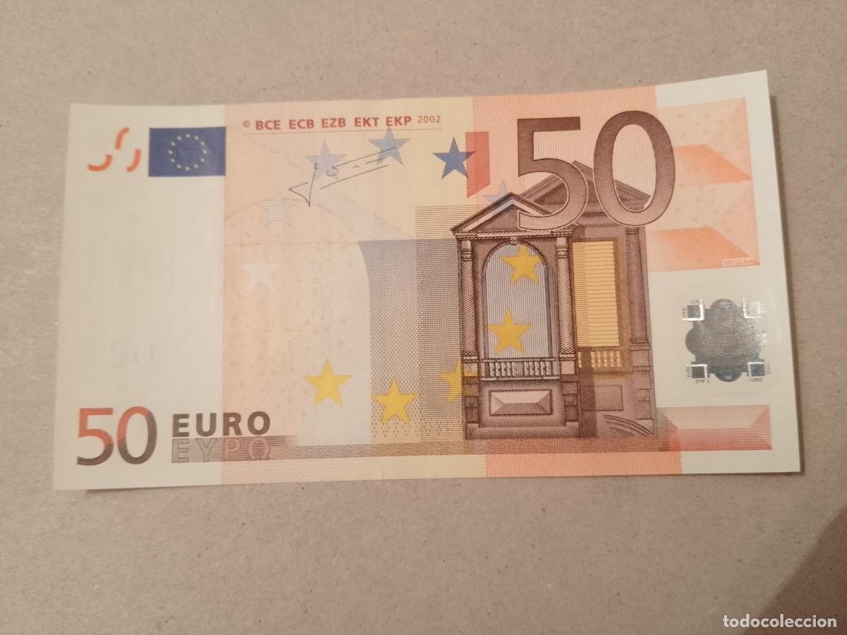 Billetes espa&ntilde;oles: 50 euros 2 firma Trichet de la V Espa&ntilde;a, plancha M032A, UNC