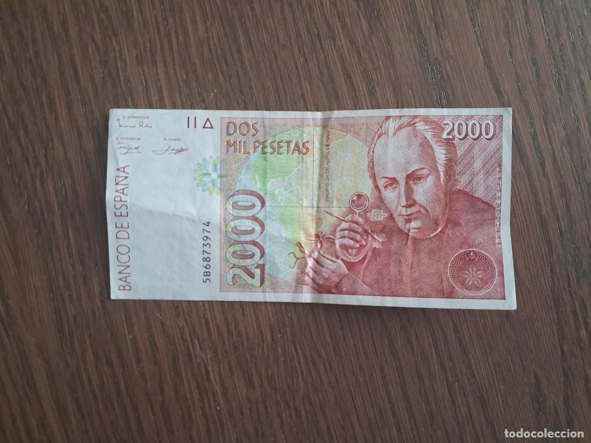 Billetes espa&ntilde;oles: billete de Espa&ntilde;a, Jos&eacute; Celestino Mutis, 2.000 pesetas, a&ntilde;o 1992. n&ordm; serie 5B6873974