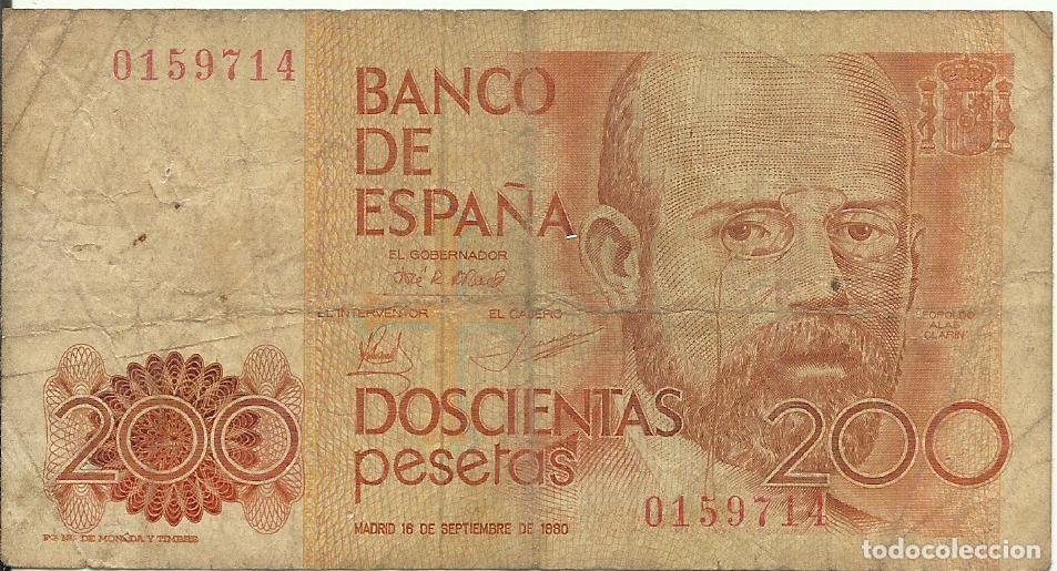 Billetes espa&ntilde;oles: ESPA&Ntilde;A - 200 PESETAS - 1980 - 0159714 - LEOPOLDO ARIAS CLARIN - FOTOS