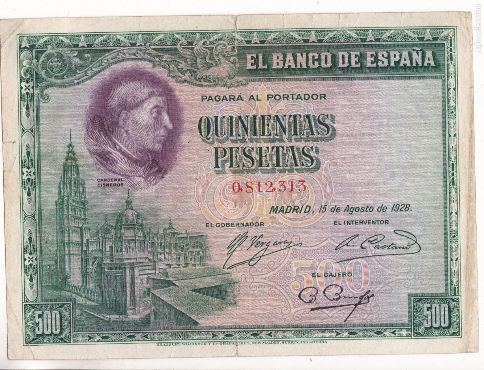 Billetes espa&ntilde;oles: F6-5- BILLETE 500 Ptas 1928
