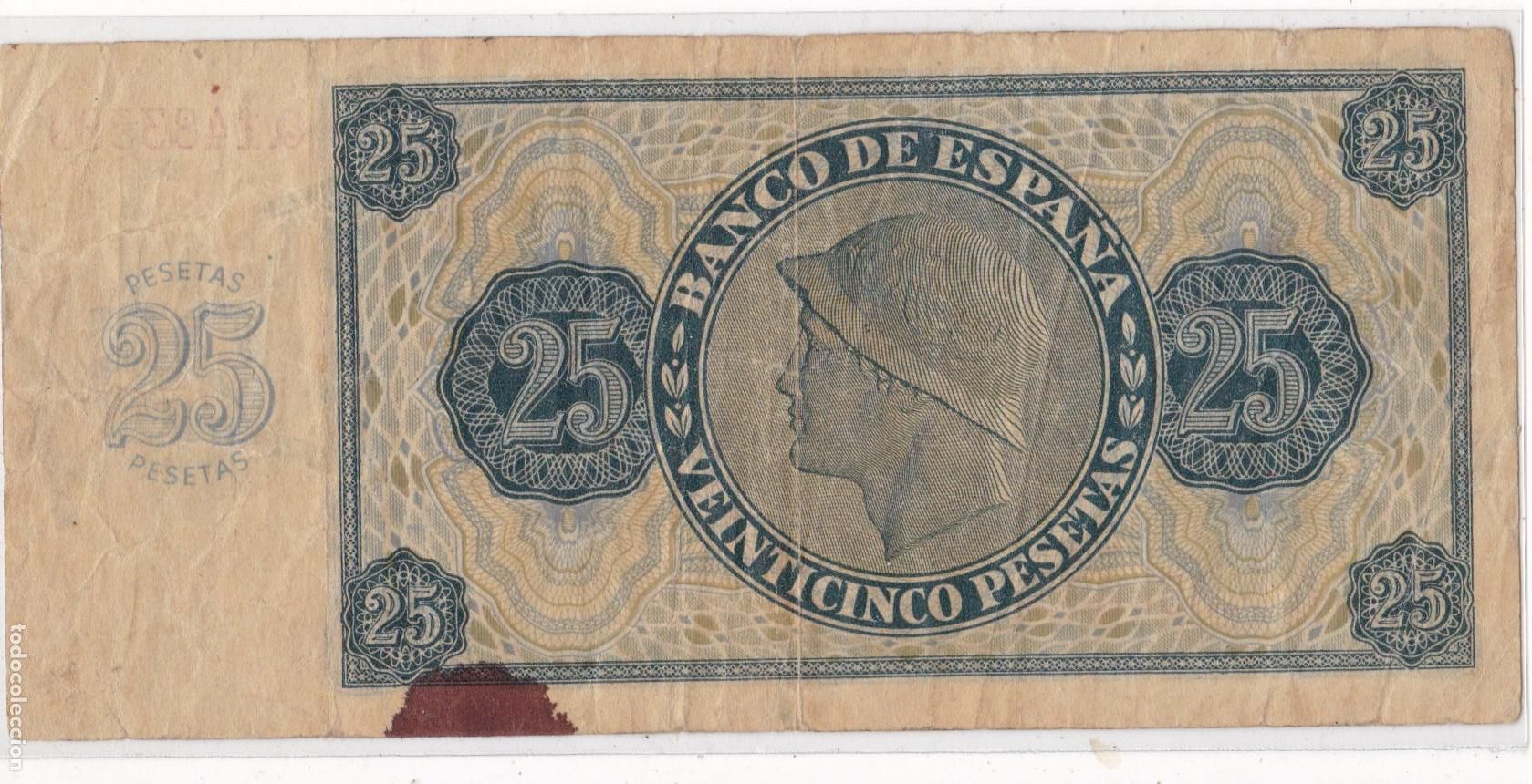 Billetes espa&ntilde;oles: F6-7- BILLETE 25 Pesetas 1936.