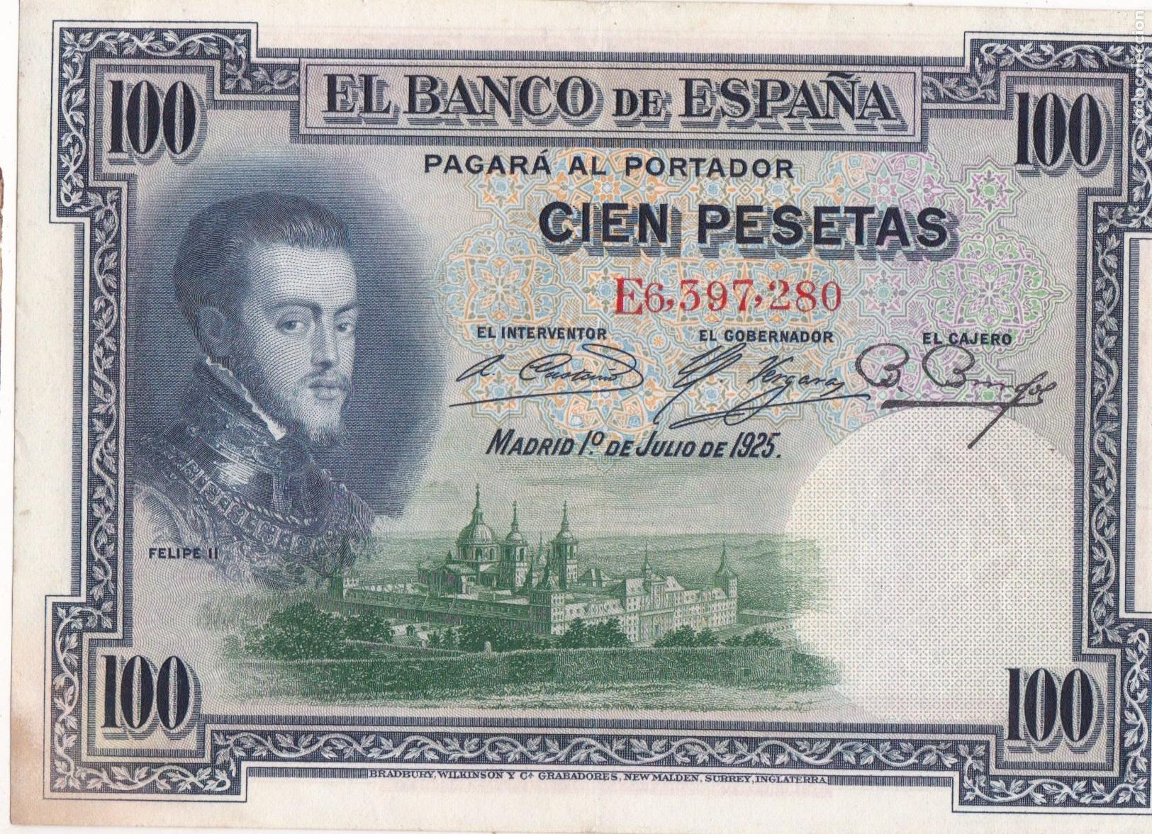 Notas espanholas: F6-12- BILLETE 100 Pesetas 1925.