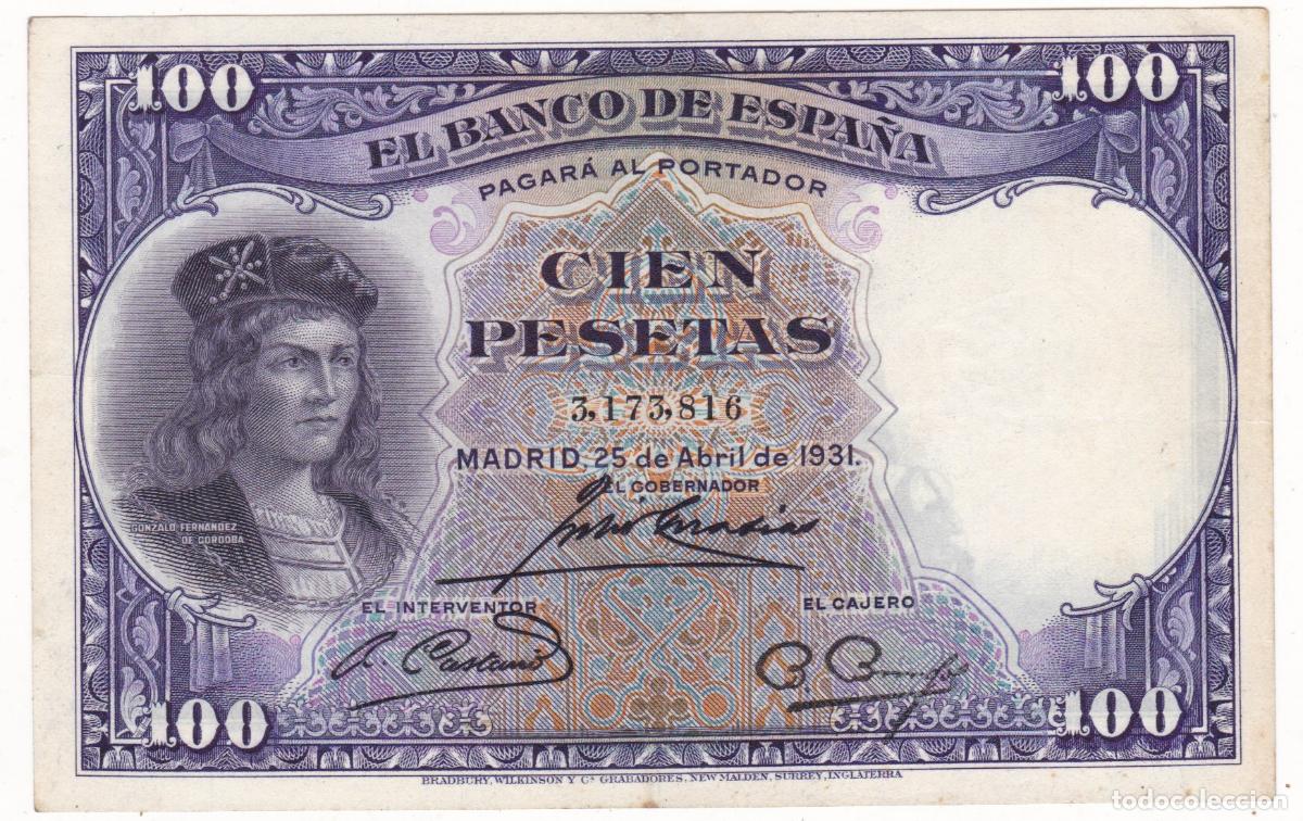 Notas espanholas: F6-13- BILLETE 100 Pesetas 1931.