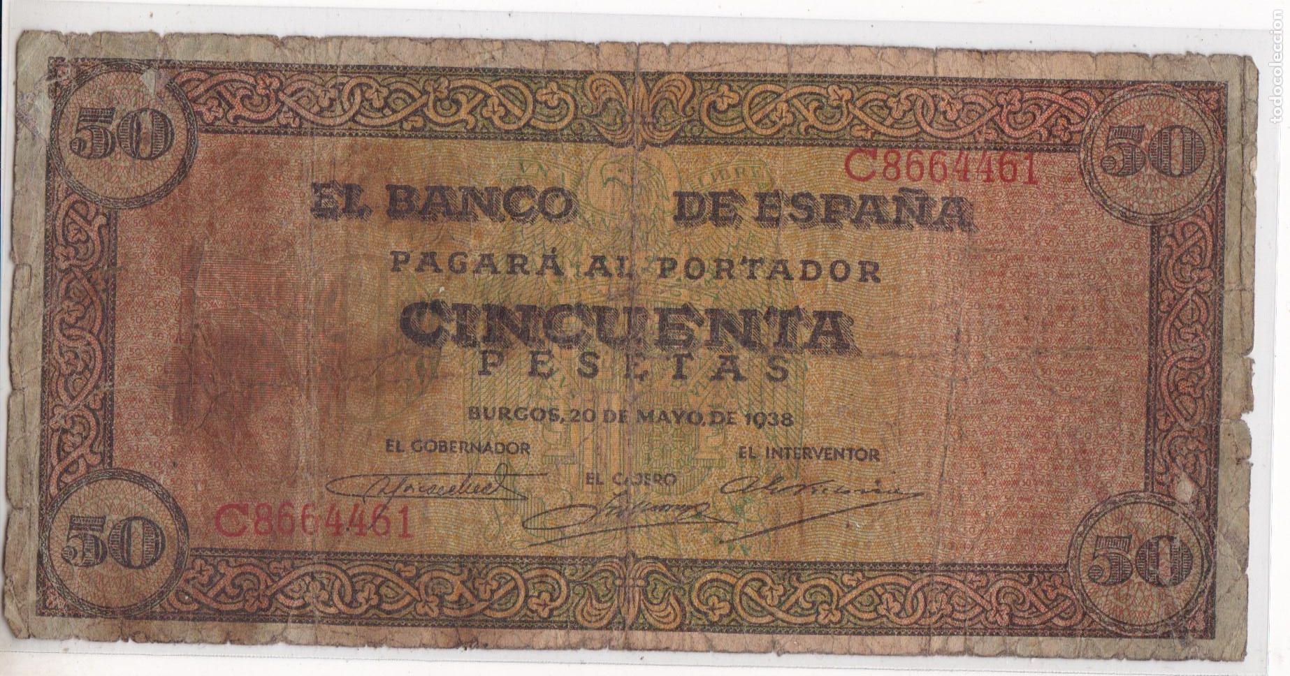 Billetes espa&ntilde;oles: F6-16- BILLETE 50 Pesetas 1938.