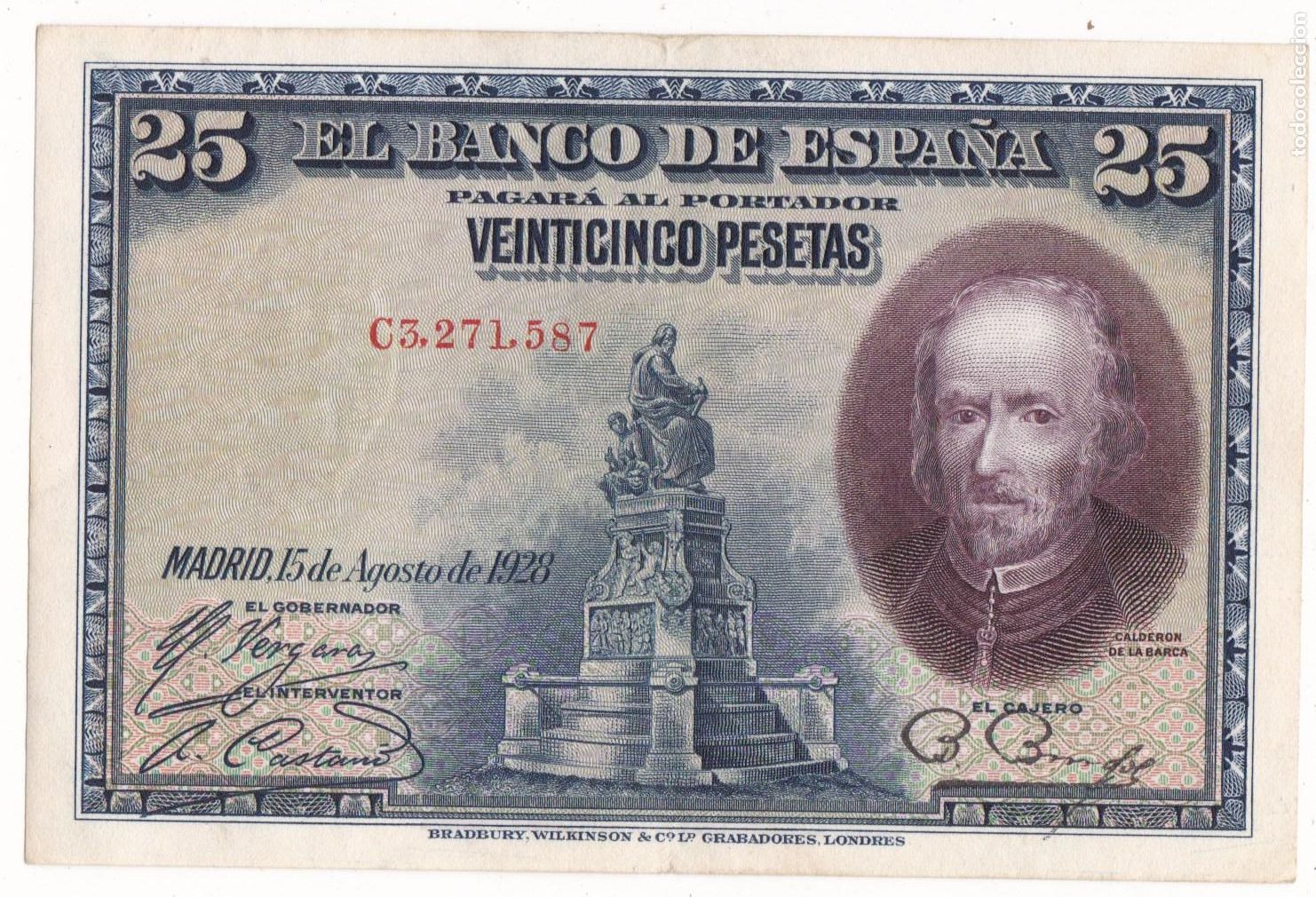 Billetes espa&ntilde;oles: F6-17- BILLETE 25 Pesetas 1928.