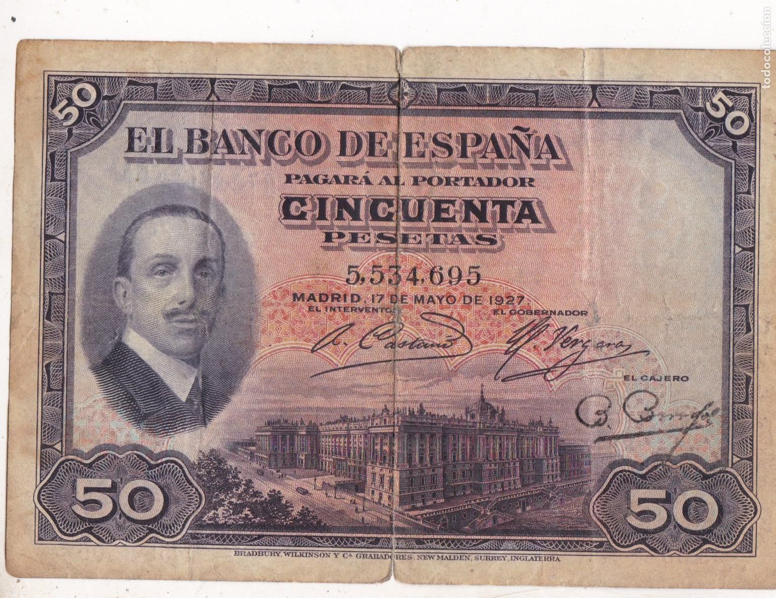Billetes espa&ntilde;oles: F6-21- BILLETE 50 Pesetas 1927