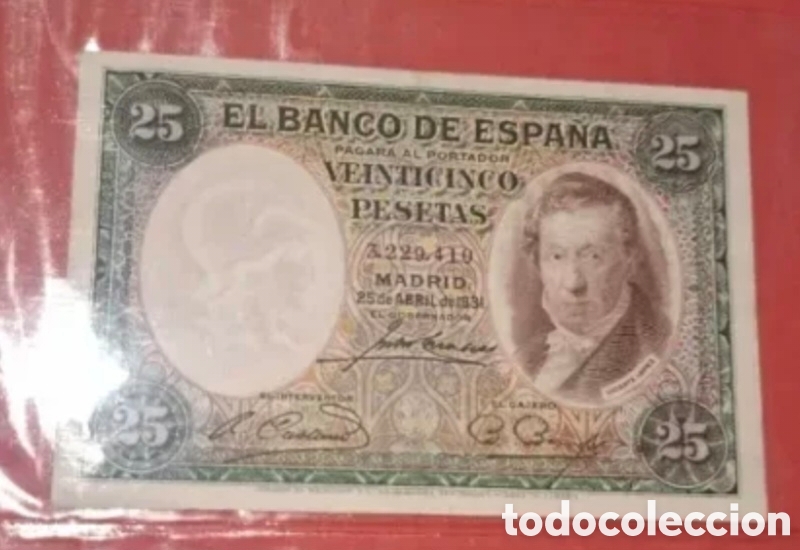 Billetes espa&ntilde;oles: Billete 25 ptas 1931 Sin Serie