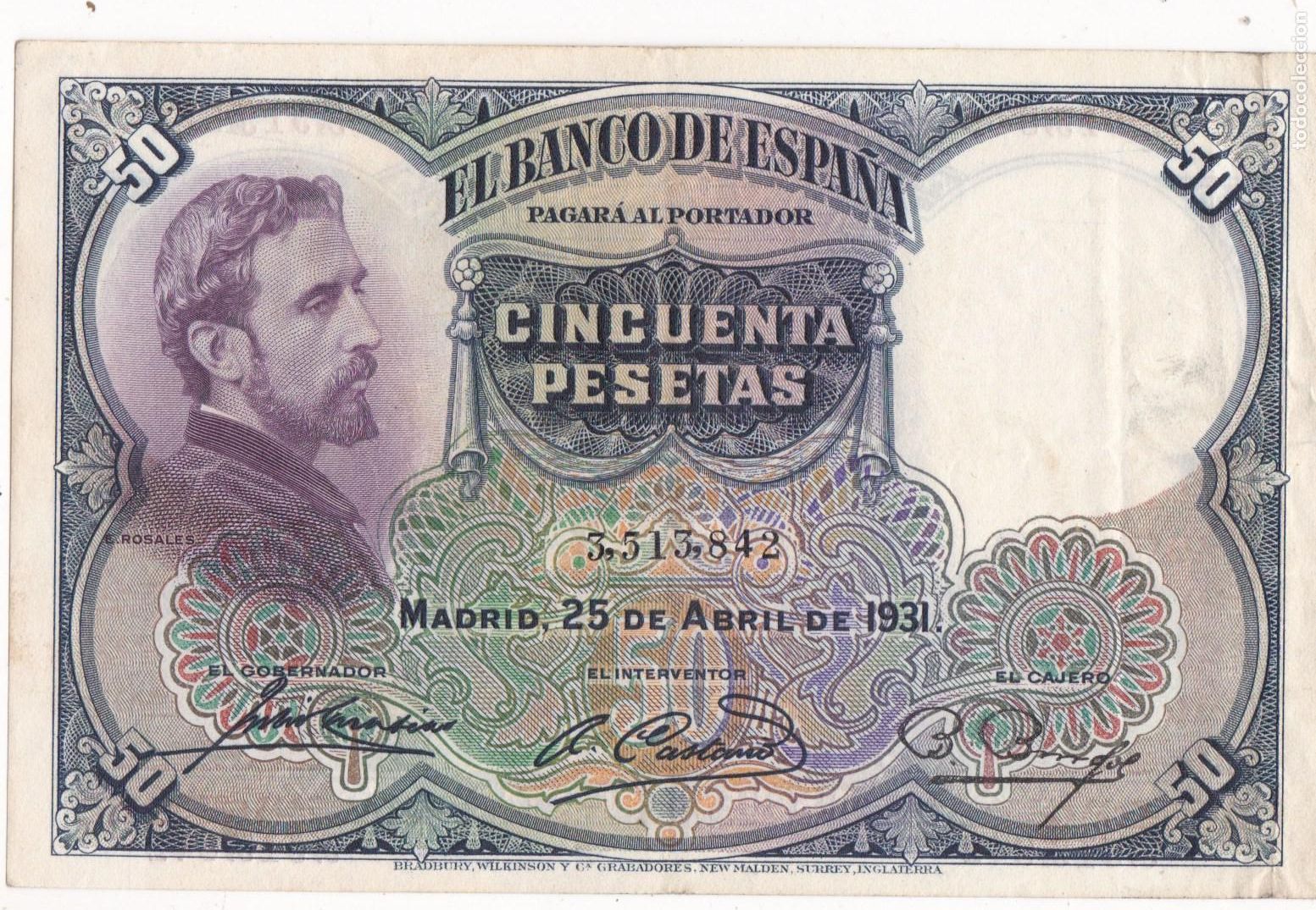Billetes espa&ntilde;oles: F6-24- BILLETE 50 Pesetas 1931