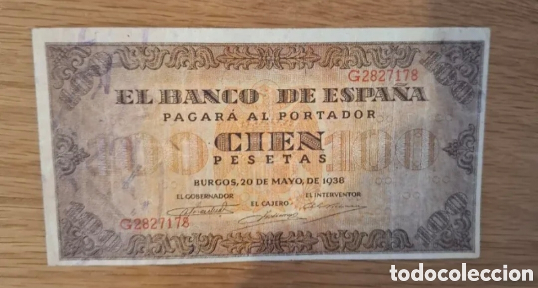 Billetes espa&ntilde;oles: Billete 100 pesetas 1938