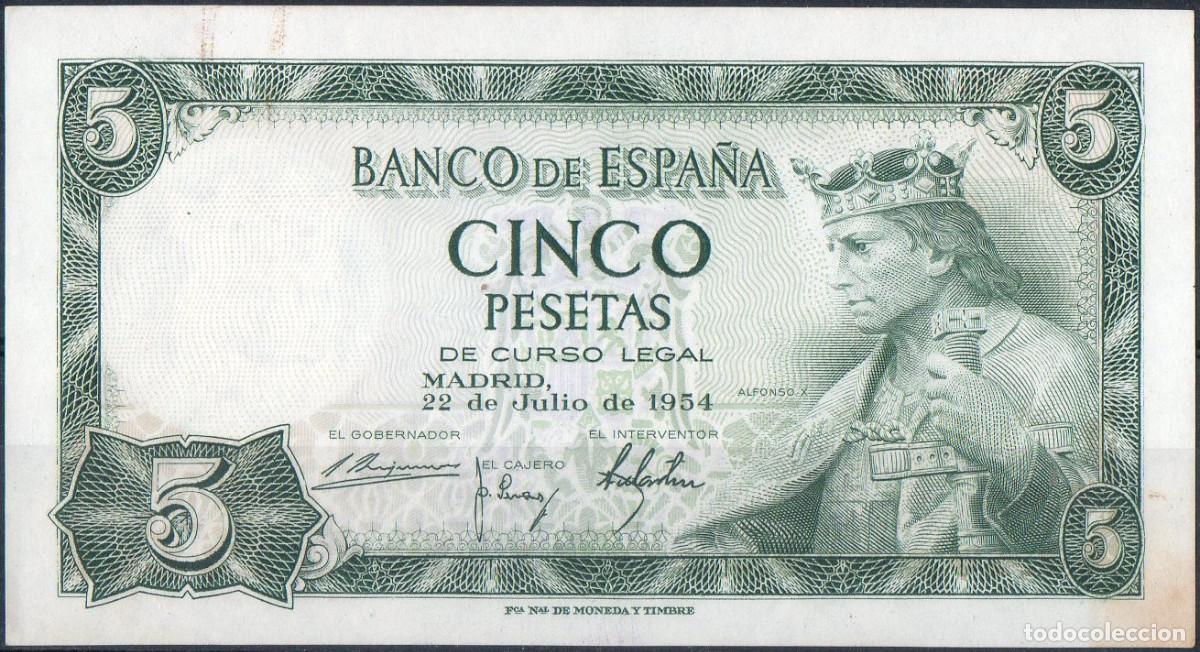 Billetes espa&ntilde;oles: Banco De Espa&ntilde;a Billete 5 Pesetas Julio 1954 Serie G