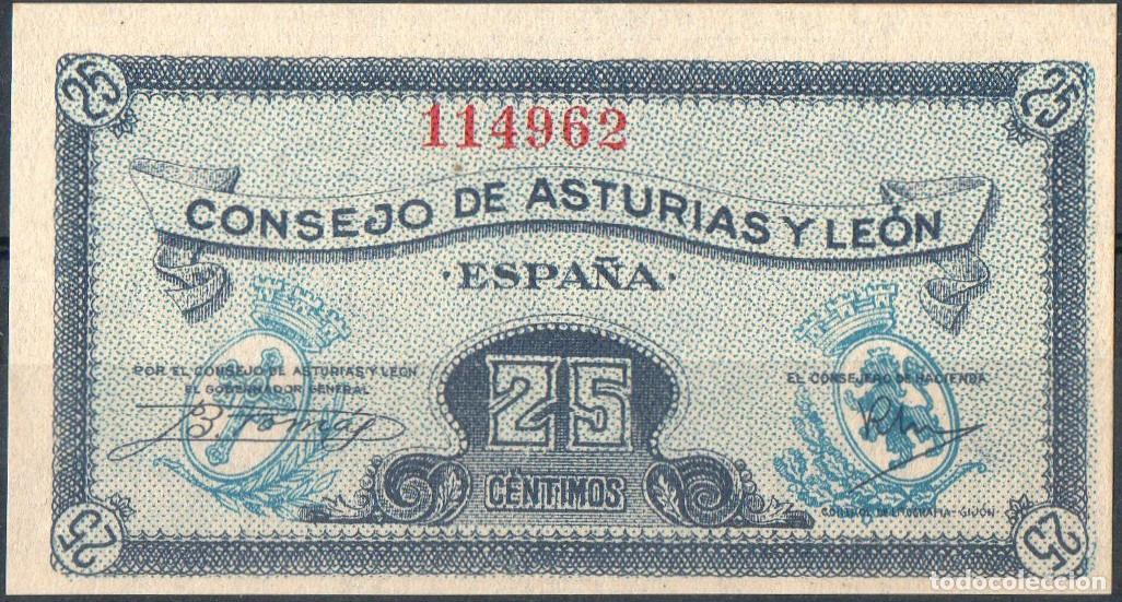 Billetes espa&ntilde;oles: Consejo asturias Y Leon 25 centimos