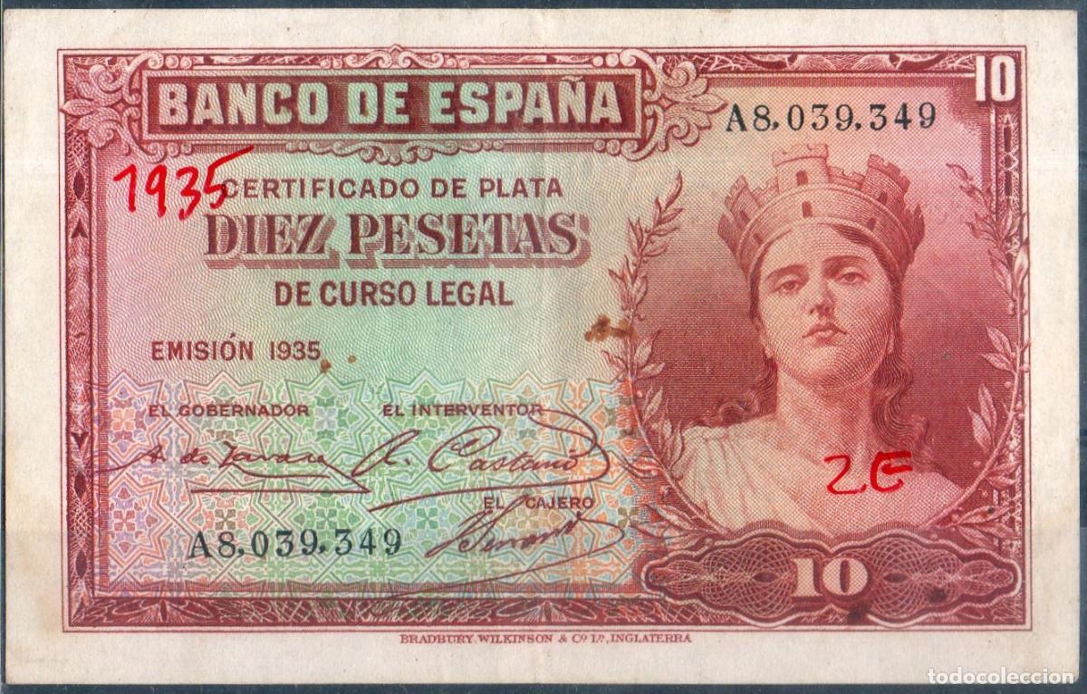Billetes espa&ntilde;oles: Billete Banco Espa&ntilde;a 10 ptas. 1935 serie A