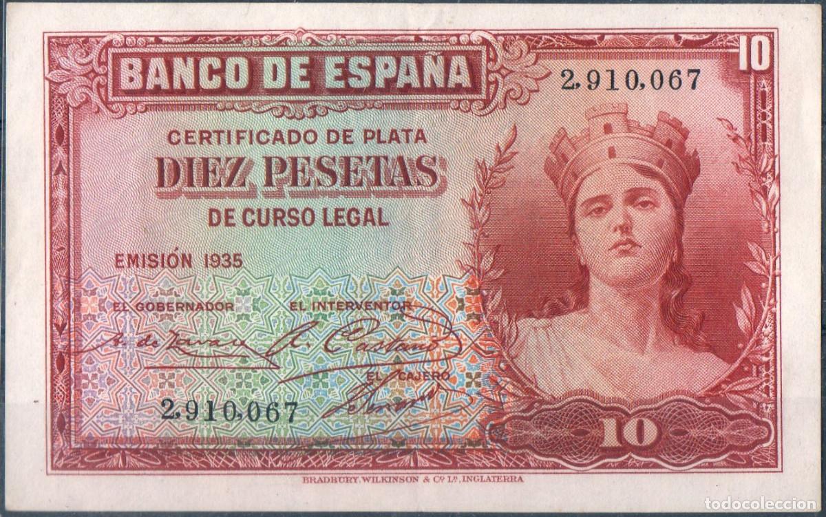 Billetes espa&ntilde;oles: Billete Banco Espa&ntilde;a 10 ptas. 1935 Sin Serie