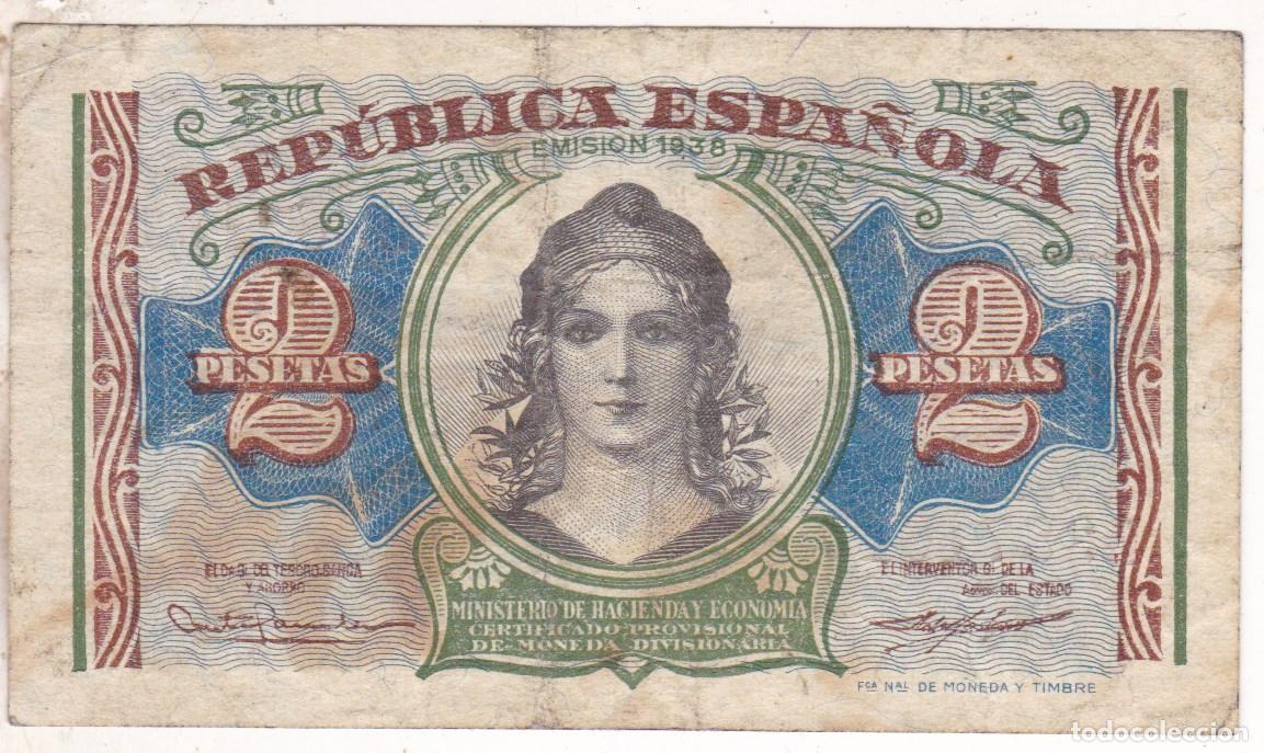 Billetes espa&ntilde;oles: F6-26- BILLETE 2 Peseta 1938