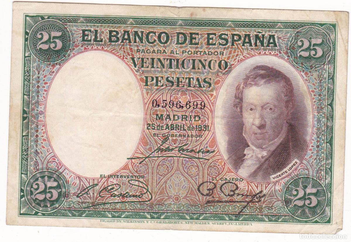 Billetes espa&ntilde;oles: F6-27- BILLETE 25 Pesetas 1931