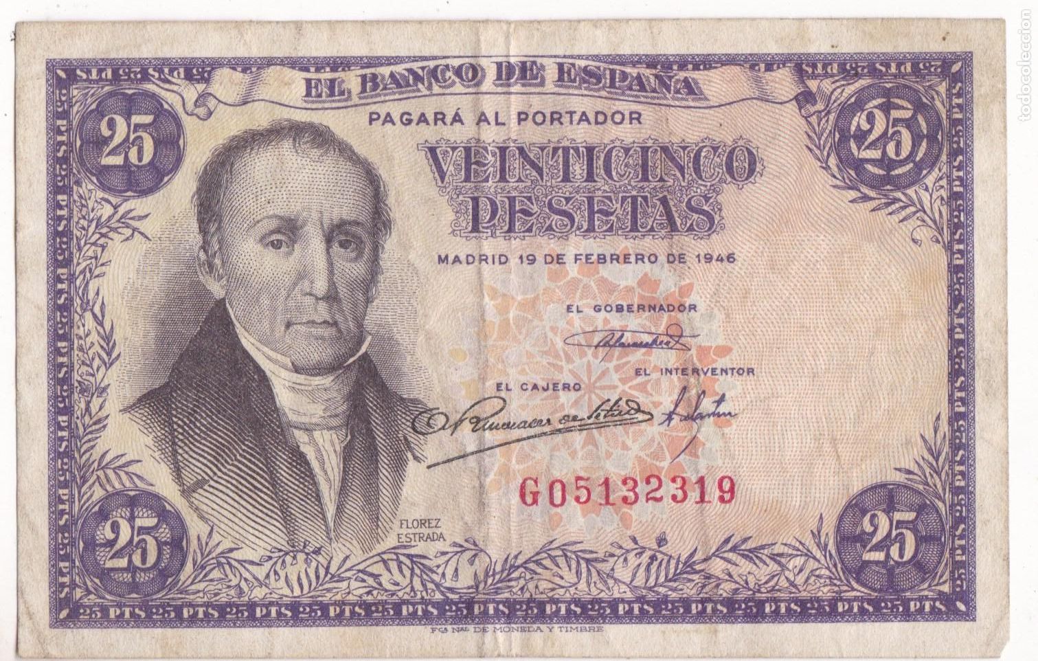 Billetes espa&ntilde;oles: F6-28- BILLETE 25 Pesetas 1946