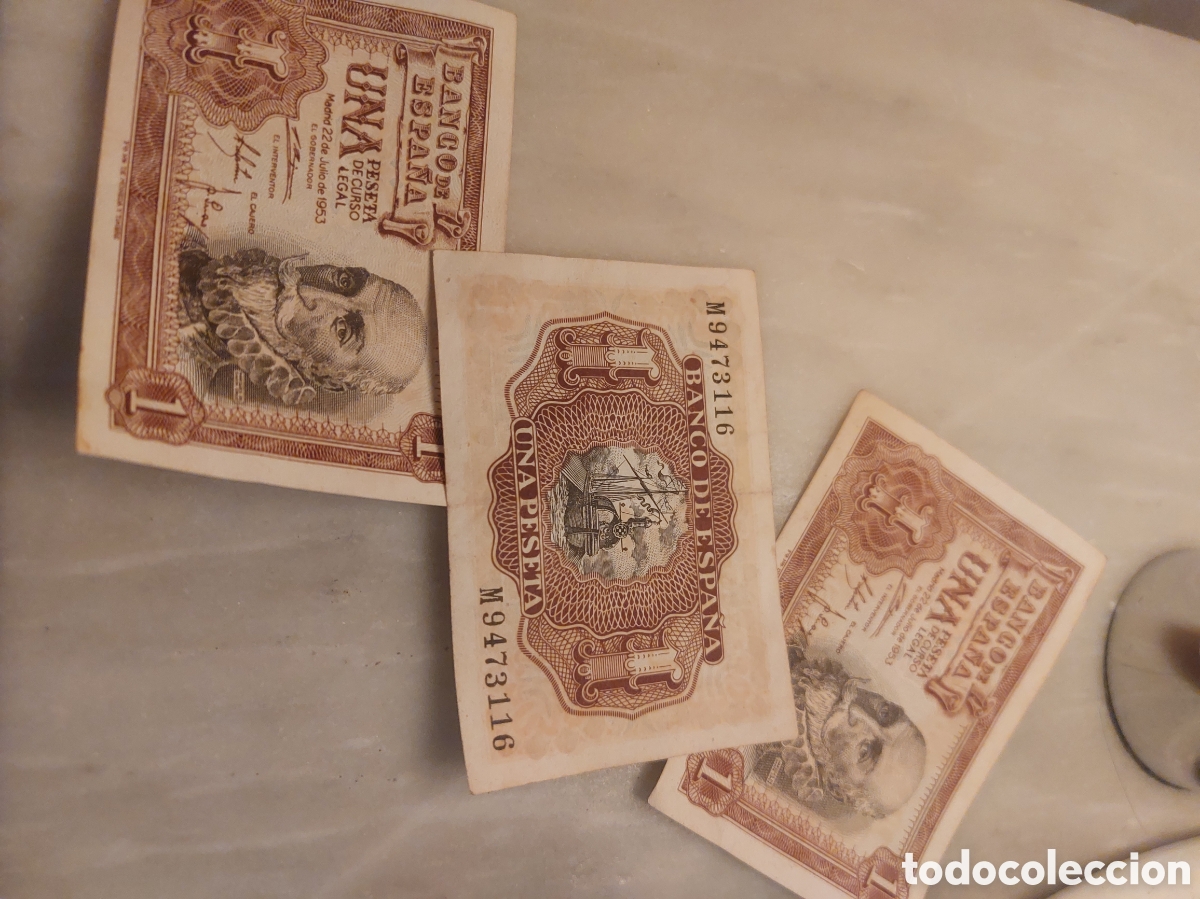 Billetes espa&ntilde;oles: Billete de una peseta de 1953