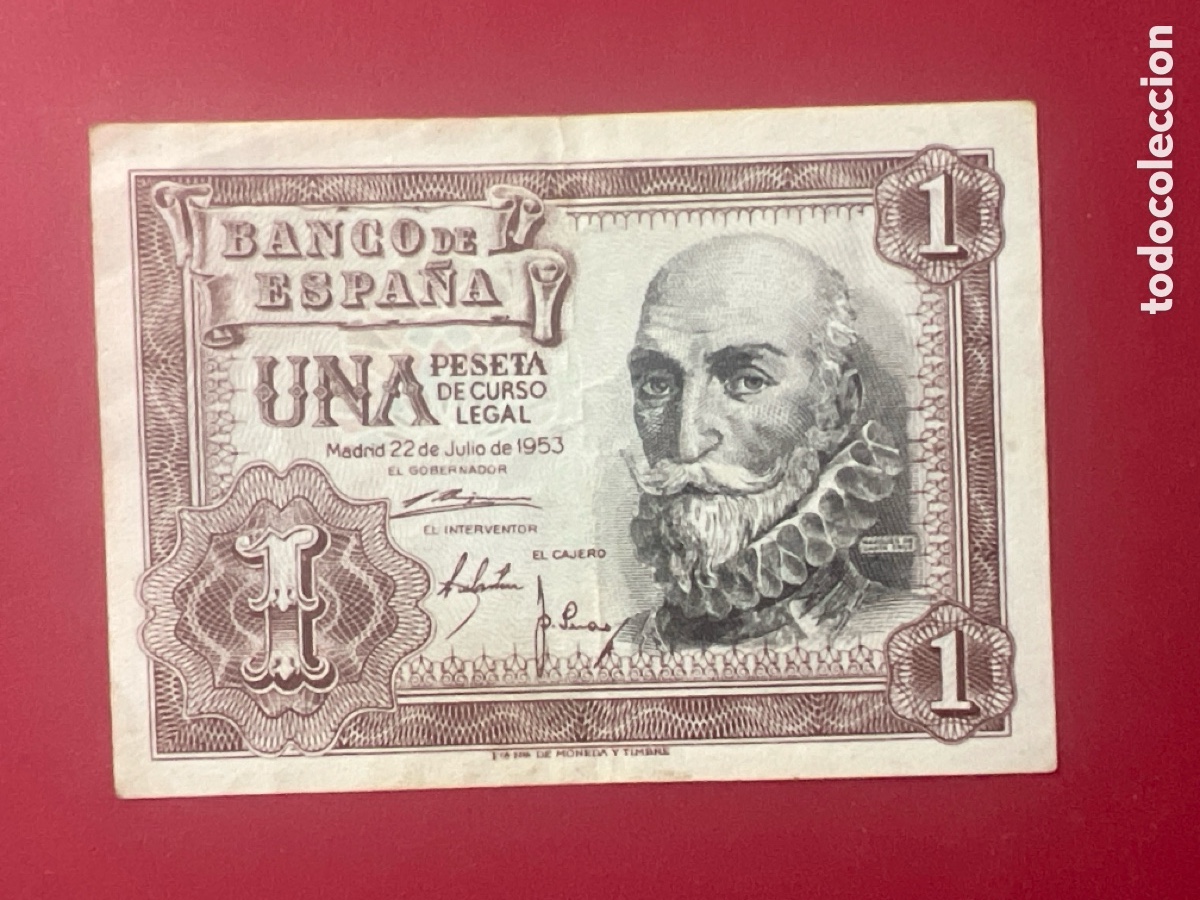 Billetes espa&ntilde;oles: 105B. BILLETE ESPA&Ntilde;A A&Ntilde;O 1953 BANCO DE ESPA&Ntilde;A 1 UNA PESETA
