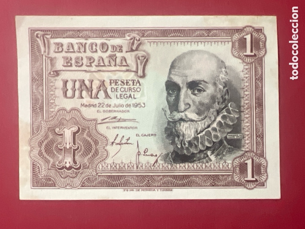 Billetes espa&ntilde;oles: 107B. BILLETE ESPA&Ntilde;A A&Ntilde;O 1953 BANCO DE ESPA&Ntilde;A 1 UNA PESETA