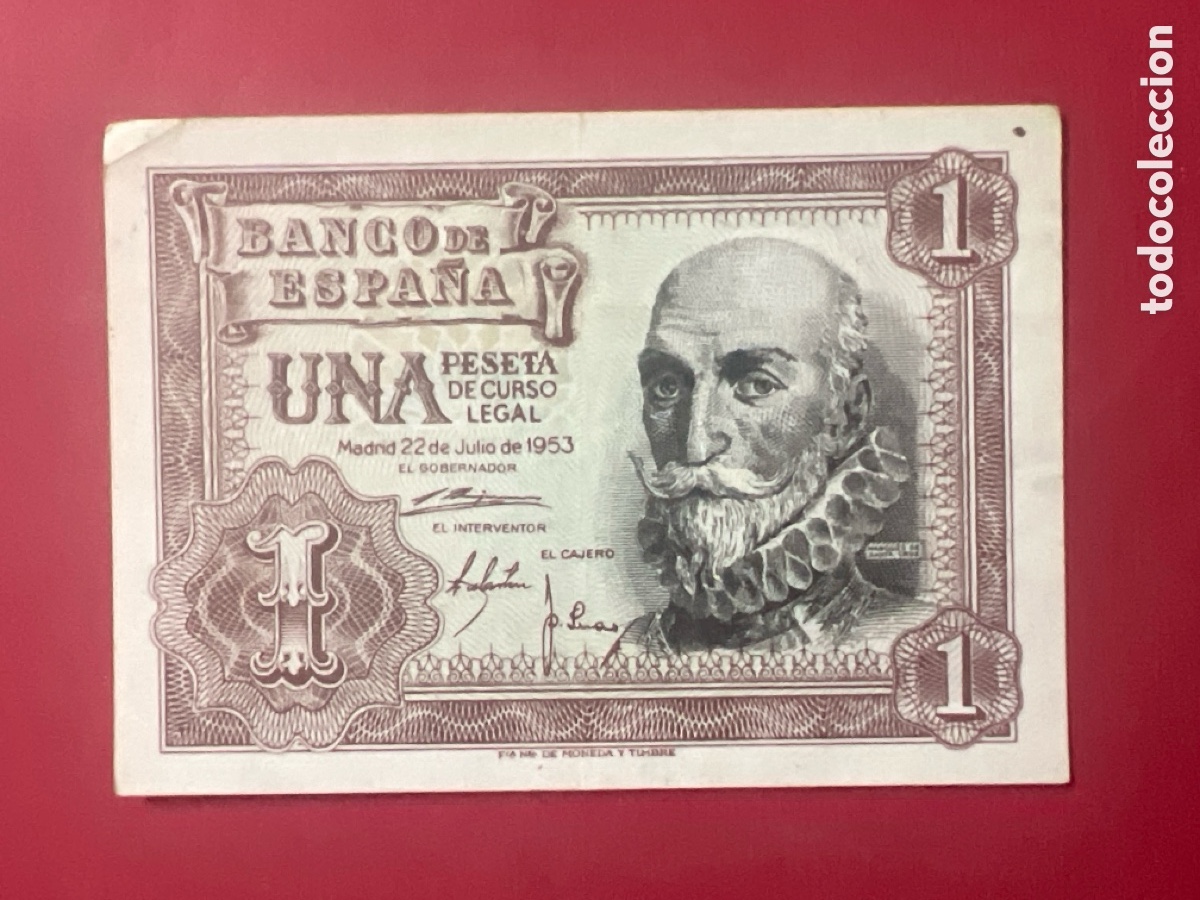 Billetes espa&ntilde;oles: 109B. BILLETE ESPA&Ntilde;A A&Ntilde;O 1953 BANCO DE ESPA&Ntilde;A 1 UNA PESETA