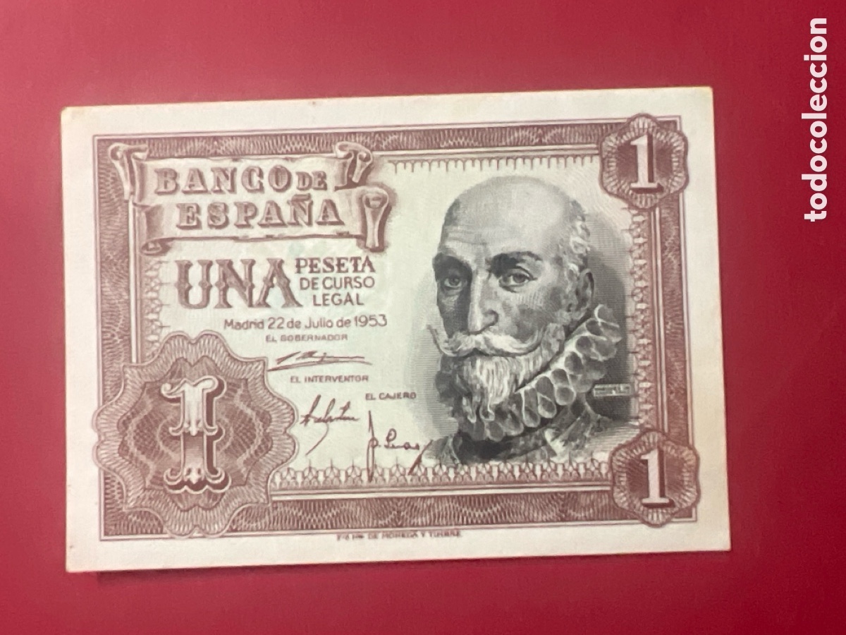 Billetes espa&ntilde;oles: 112B. BILLETE ESPA&Ntilde;A A&Ntilde;O 1953 BANCO DE ESPA&Ntilde;A 1 UNA PESETA