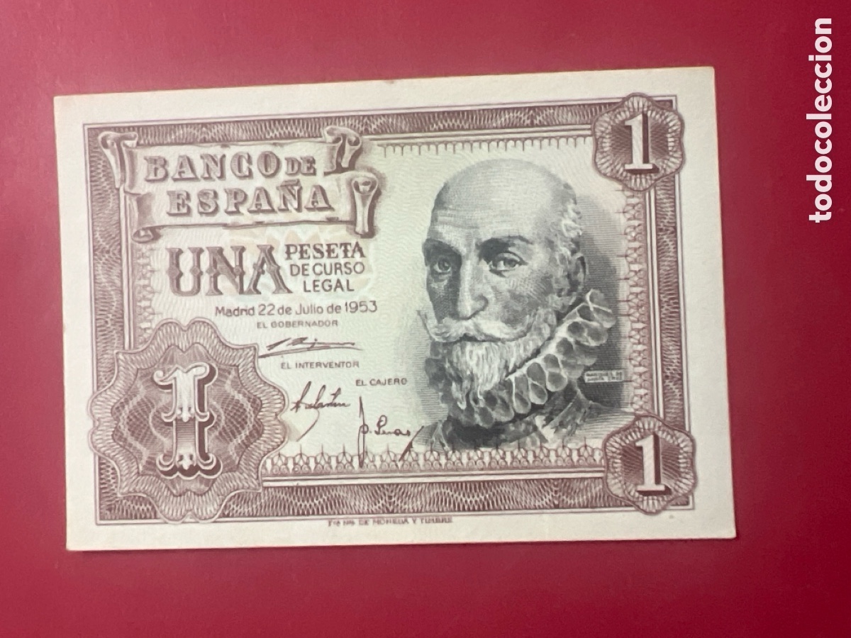 Billetes espa&ntilde;oles: 114B. BILLETE ESPA&Ntilde;A A&Ntilde;O 1953 BANCO DE ESPA&Ntilde;A 1 UNA PESETA