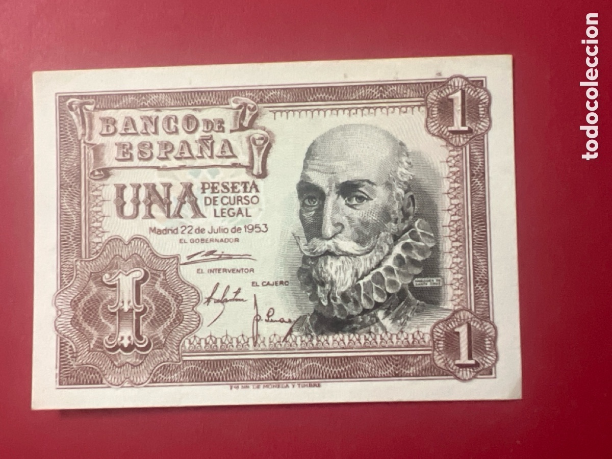 Billetes espa&ntilde;oles: 115B. BILLETE ESPA&Ntilde;A A&Ntilde;O 1953 BANCO DE ESPA&Ntilde;A 1 UNA PESETA