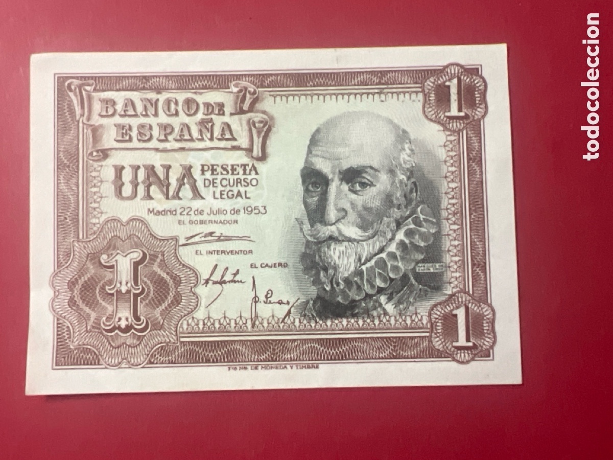 Billetes espa&ntilde;oles: 120B. BILLETE ESPA&Ntilde;A A&Ntilde;O 1953 BANCO DE ESPA&Ntilde;A 1 UNA PESETA