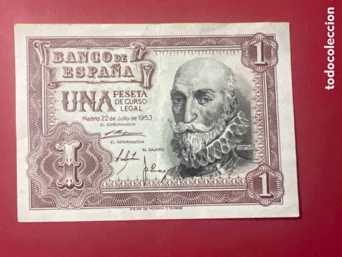 Billetes espa&ntilde;oles: 121B. BILLETE ESPA&Ntilde;A A&Ntilde;O 1953 BANCO DE ESPA&Ntilde;A 1 UNA PESETA