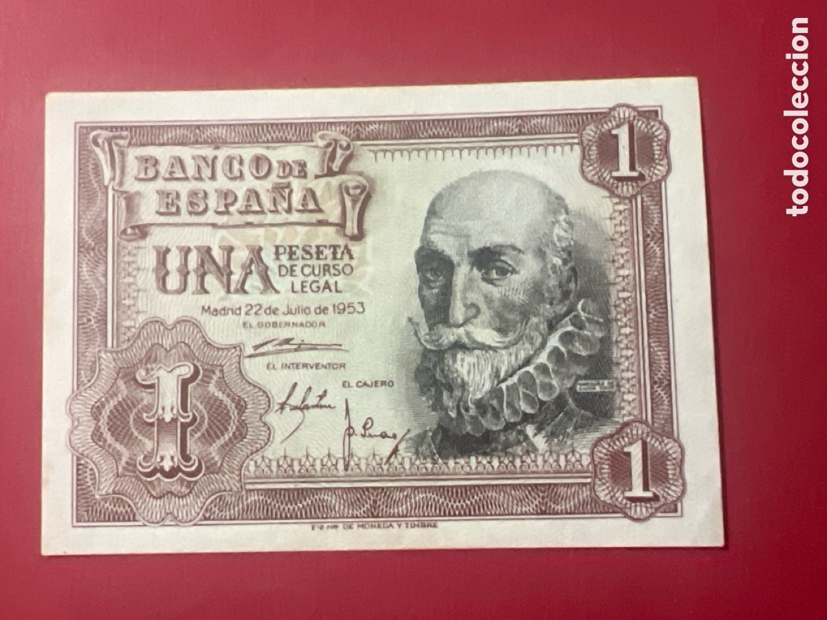 Billetes espa&ntilde;oles: 124B. BILLETE ESPA&Ntilde;A A&Ntilde;O 1953 BANCO DE ESPA&Ntilde;A 1 UNA PESETA