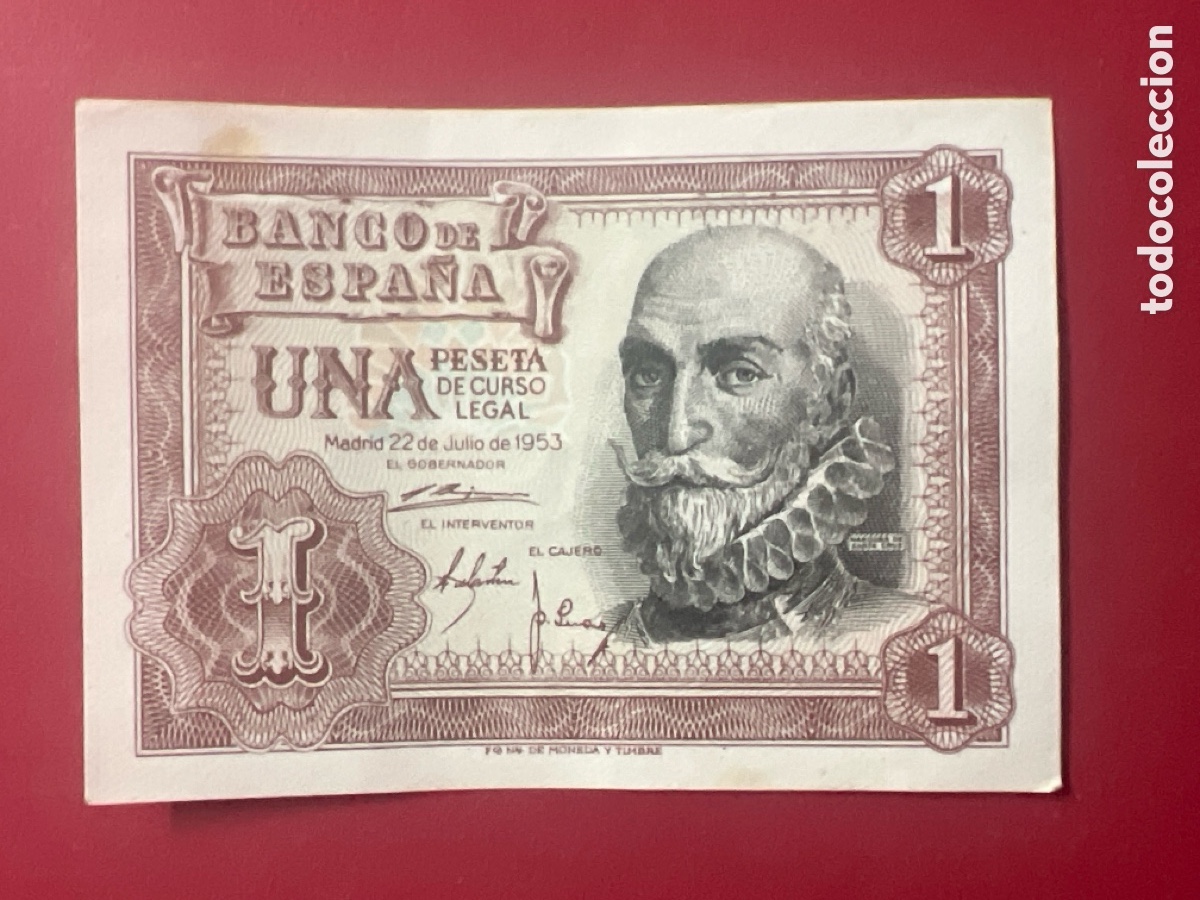 Billetes espa&ntilde;oles: 126B. BILLETE ESPA&Ntilde;A A&Ntilde;O 1953 BANCO DE ESPA&Ntilde;A 1 UNA PESETA