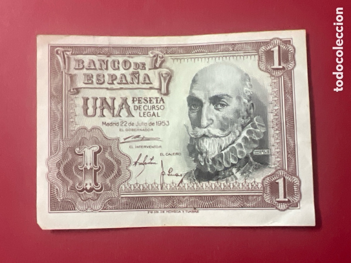 Billetes espa&ntilde;oles: 127B. BILLETE ESPA&Ntilde;A A&Ntilde;O 1953 BANCO DE ESPA&Ntilde;A 1 UNA PESETA