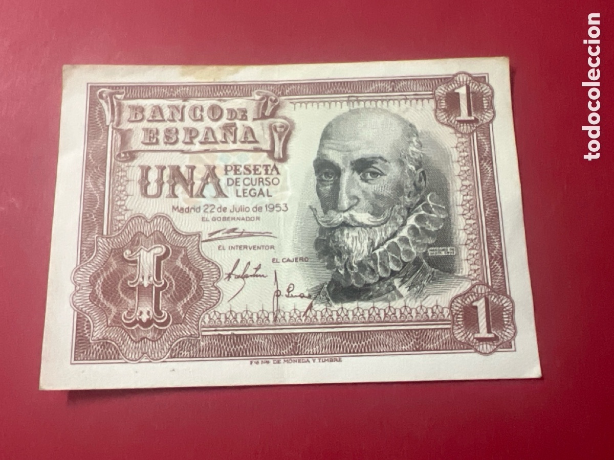 Billetes espa&ntilde;oles: 129B. BILLETE ESPA&Ntilde;A A&Ntilde;O 1953 BANCO DE ESPA&Ntilde;A 1 UNA PESETA