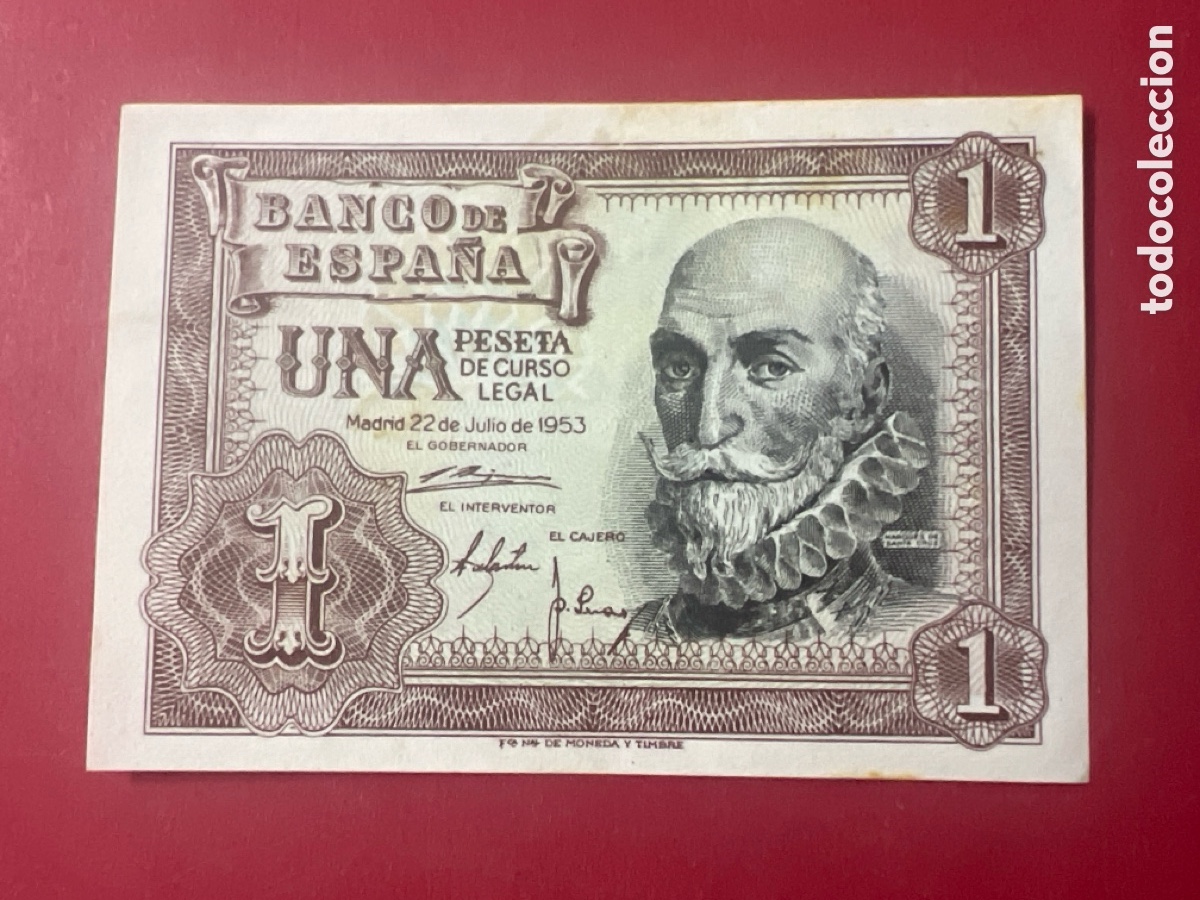 Billetes espa&ntilde;oles: 132B. BILLETE ESPA&Ntilde;A A&Ntilde;O 1953 BANCO DE ESPA&Ntilde;A 1 UNA PESETA
