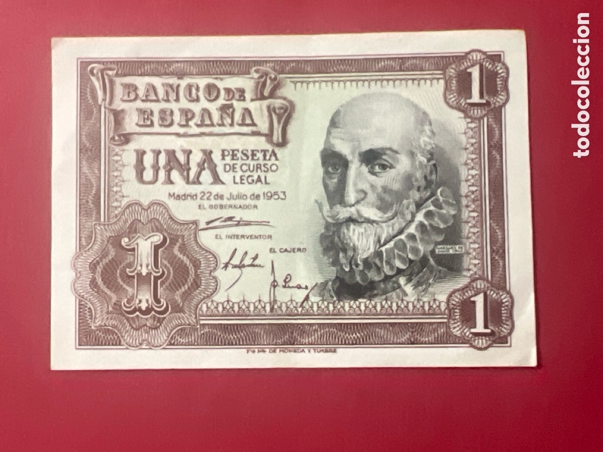 Billetes espa&ntilde;oles: 134B. BILLETE ESPA&Ntilde;A A&Ntilde;O 1953 BANCO DE ESPA&Ntilde;A 1 UNA PESETA